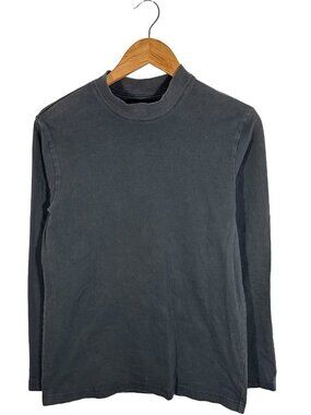 wings+horns Charcoal Gray Mock Neck Cotton Shirt Size Mens M